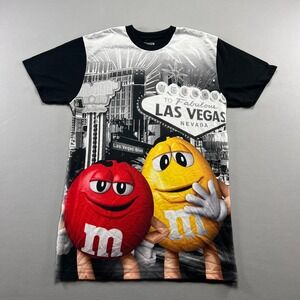 M&m's World Las Vegas Graphic T Shirt Mens S Multi Iconic Red Yellow Characters